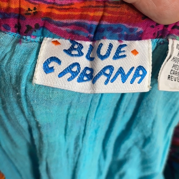 Blue Cabana Women's Blue & Pink Vintage Maxi Skirt Cotton Lined size Medium - Picture 6 of 8